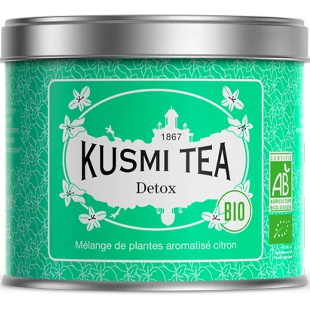 Чай Kusmi Detox зеленый с мате и лимоном, 100 г, Франция (железная банка)