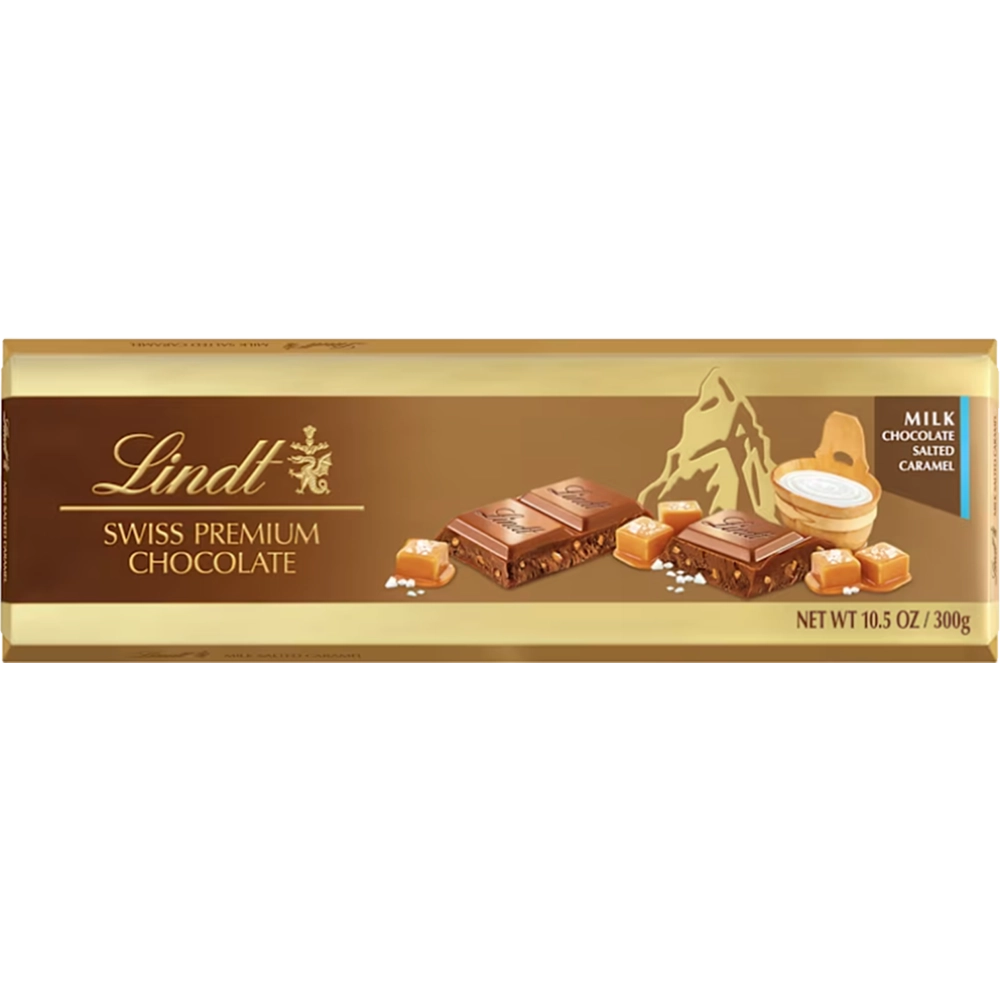 Шоколад молочный с кусочками карамели и морской солью Lindt, 300 г